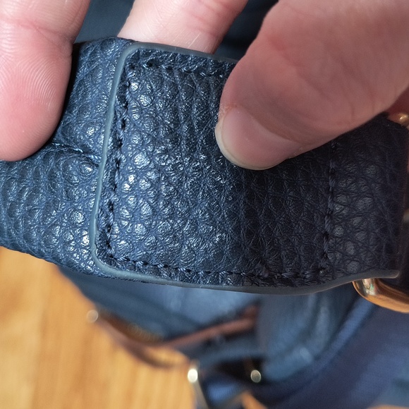 Adrienne Vittadini backpack purse, H 11"/L 13"/ W 5", navy and brown - Picture 15 of 16